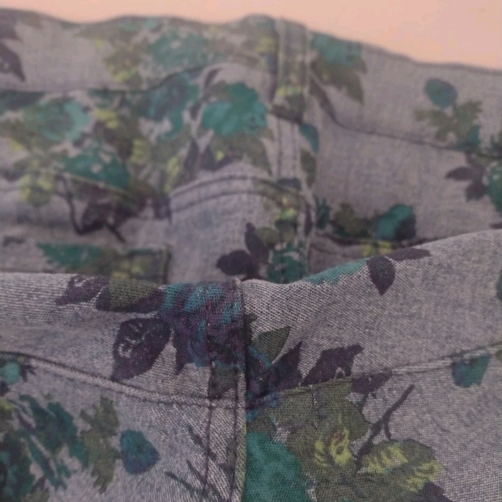 Diane Gilman 12P X 26.5" Women’s Blue Green Floral Print Stretch Jeans - Picture 9 of 16